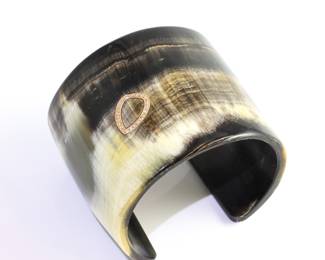 Diamond & buffalo horn cuff bracelet