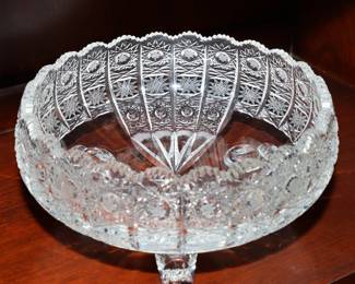 Bohemian cut crystal footed bowl