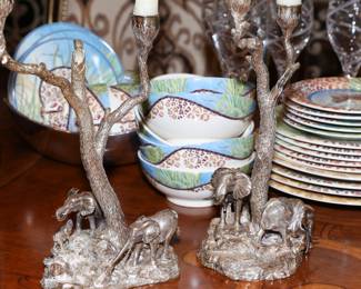 Patrick Mavros sterling elephant & mopane tree candelabras
