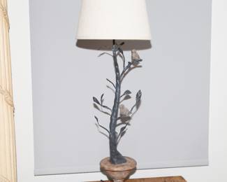 Custom table lamps featuring a tree branch with birds x 2