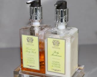 Two Bottles of Antica Farmacista on lucite Tray