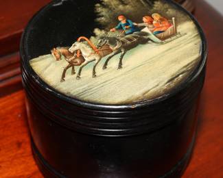 Antique Russian troika canister-c1900