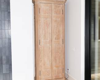 Distressed custom mirrored, lit display cabinet-approx. 10 ft tall
