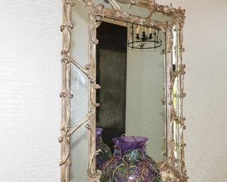 Ornate silver leaf Baroque wall mirror