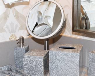 Gray Pigeon Poodle vanity set