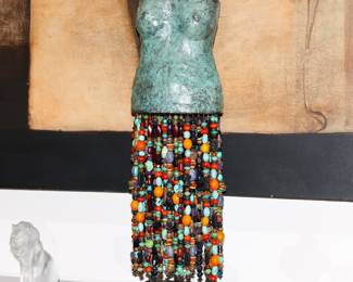 Beaded Shaku bronze with semi-precious stone beads-Stacy Phillips