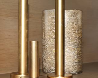 Set of 3 cylindrical gold candlesticks