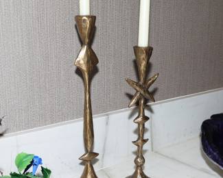Tom Corbin bronze totem candlesticks