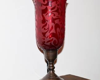 Ruby red glass hurricane