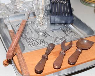 Pewter & wood cheese board