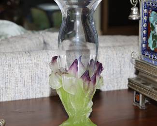 Daum Pate de Verre crystal iris vase