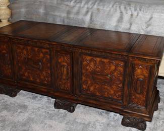 Maitland Smith leather top footed trunk