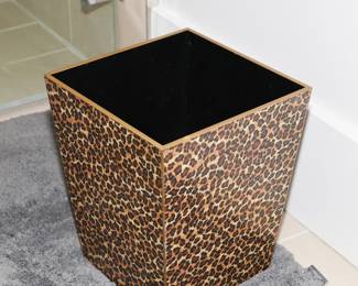 Black leopard waste basket