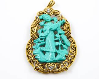 18k, turquoise & diamond pendant