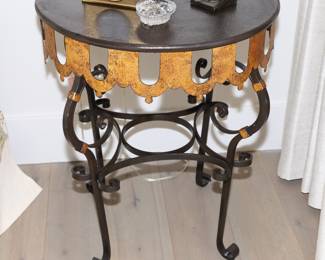 Two tone wrought iron accent table