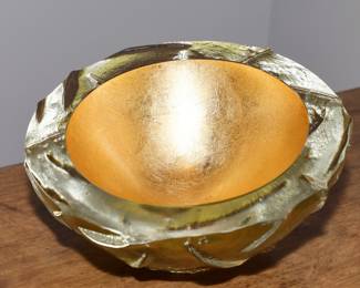Mtarfa Maltese golden art glass bowl