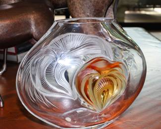 Lalique "Tresses" crystal vase