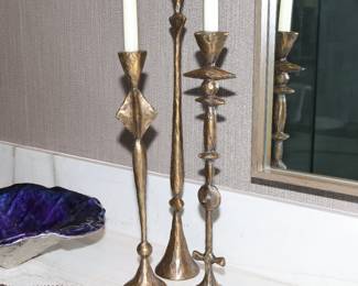 Tom Corbin bronze totem candlesticks-being sold individually