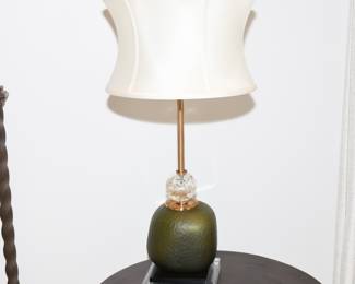 Emerald glass & crystal table lamp-this is beautiful!