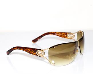 Gucci Interlocking G Crystal Logo Shield Sunglasses