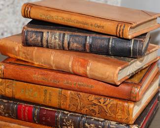 Antique leather covered books available