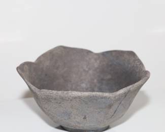 Small raw edge pewter fleur de lis bowl