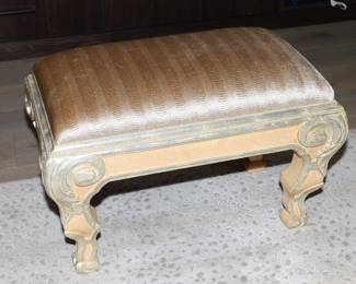 Velvet upholstered french provincial vanity bench x 2