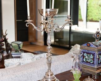 Electroplated nickel silver candelabras x 2