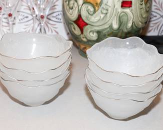 Christina Salusti fossil art glass bowls-2 sets of 4