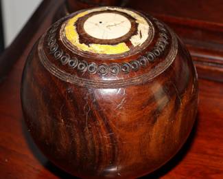 Antique wooden lawn bowling balls-there are a set of 3 available