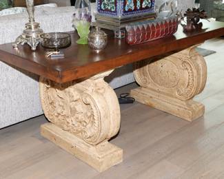 Italian Tuscan revival table with stone base