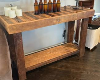 rustic wooden entryway table