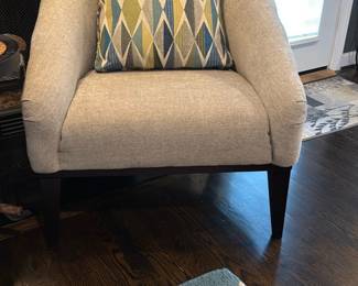 cozy beige barrel accent chair