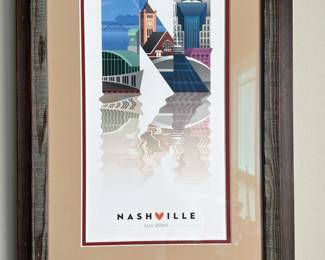 framed Nashville "N" monogram city illustration poster