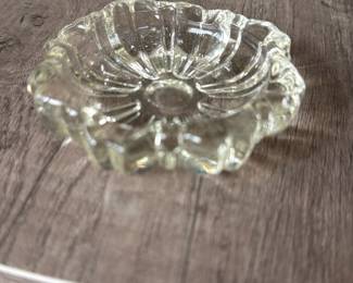 vintage clear glass, fluted ashtray