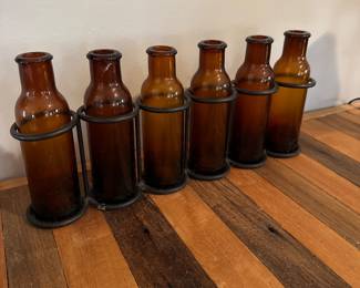 vintage amber glass bottles