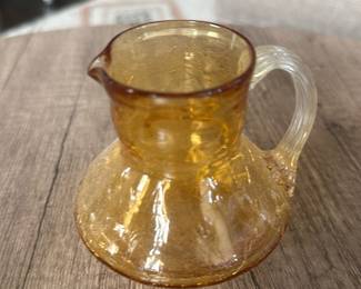vintage hand-blown amber glass mini pitcher