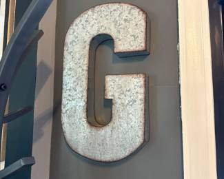 rustic galvanized metal letter "G" wall decor