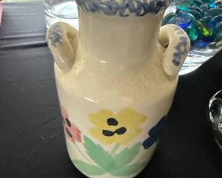 vintage hand-painted double-handled ceramic vase