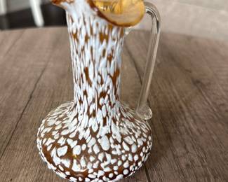 vintage hand-blown art glass miniature pitcher