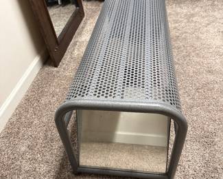 metal perforated try-on bench