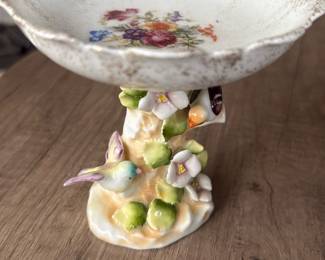 vintage ceramic pedestal compote dish