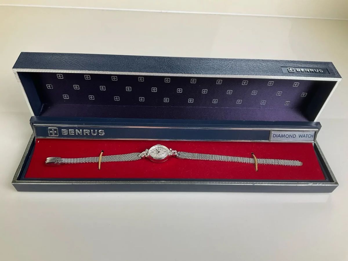 01 Benrus Ladies Diamond Wristwatch with Original Box