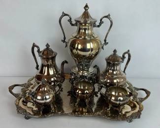 Silver Plated Coffee and Tea Service with Serving Tray
