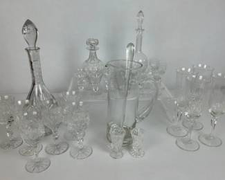 Cut Crystal Decanters, Stemware and Pitcher
