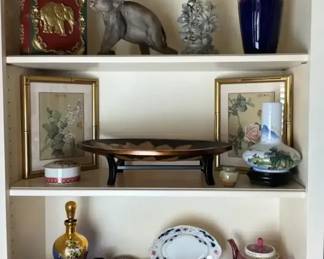 Asian Inspired Figurines, Framed Art and Porcelain