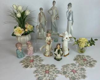 Porcelain Figurines, Angels and Floral Decor