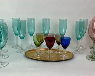 Colored Wine Glasses, Champagne Flutes and Cordial Glasses