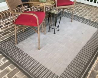 Wicker Patio Chairs, Accent Tables and Outdoor Rug