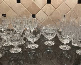 Cut Glass Tree Stemware, Dessert Bowls and Serving Bowl